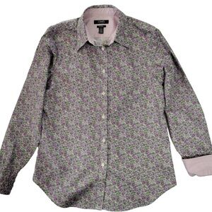 Chaps by Ralph Lauren Purple and Green Floral Button Down Shirt